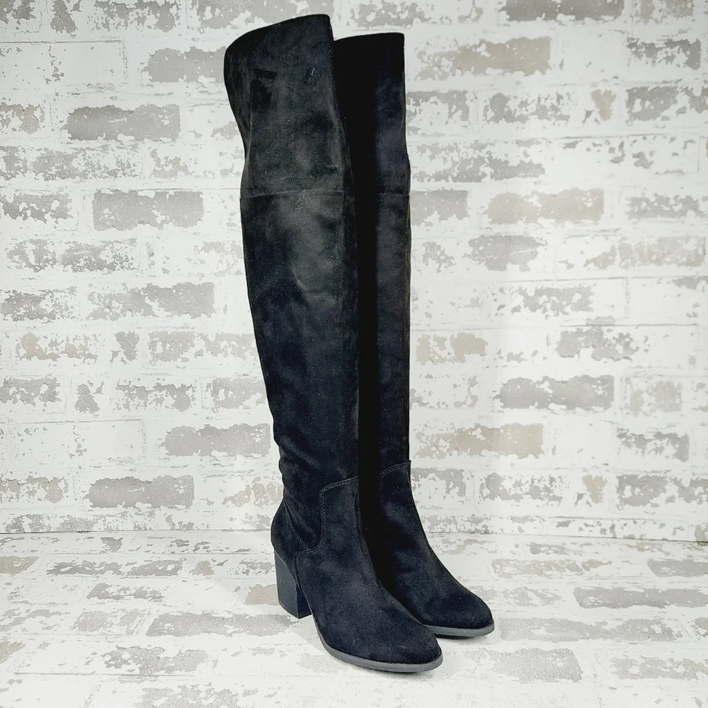 New BP. Luke Black Faux Suede Over-the-Knee Boots H677